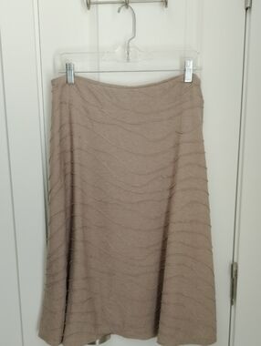 Larry Levine Taupe Wave-Textured A-Line Skirt
